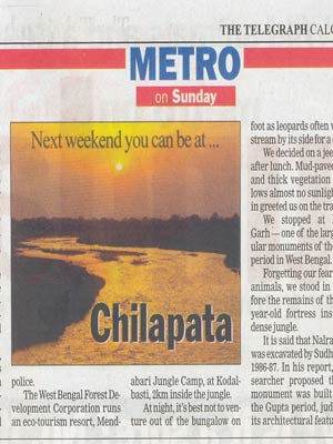 The Telegraph, Metro, March 2011 (Travelogue & Photographs on Chilapata, West Bengal)