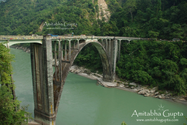 Coronation Bridge over Teesta ( at present it is being painted with shocking yellow)