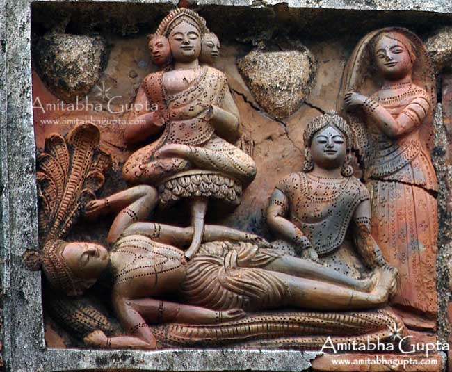 Birth of Bramha from a lotus springing from Vishnu's navel