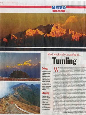 The Telegraph, Metro, June 2011 ( Travelogue & Photographs on Tumling, West Bengal)