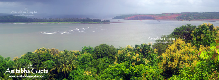 Jaigad Creek with the port on the  far right