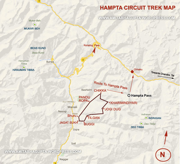 Hampta Circuit Trek Map