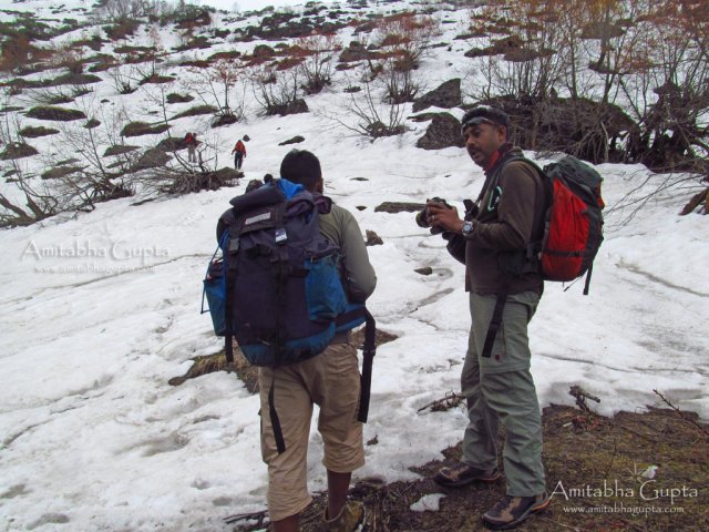 Indarnil gives Abhi a tip or two about uphill climbing in snow