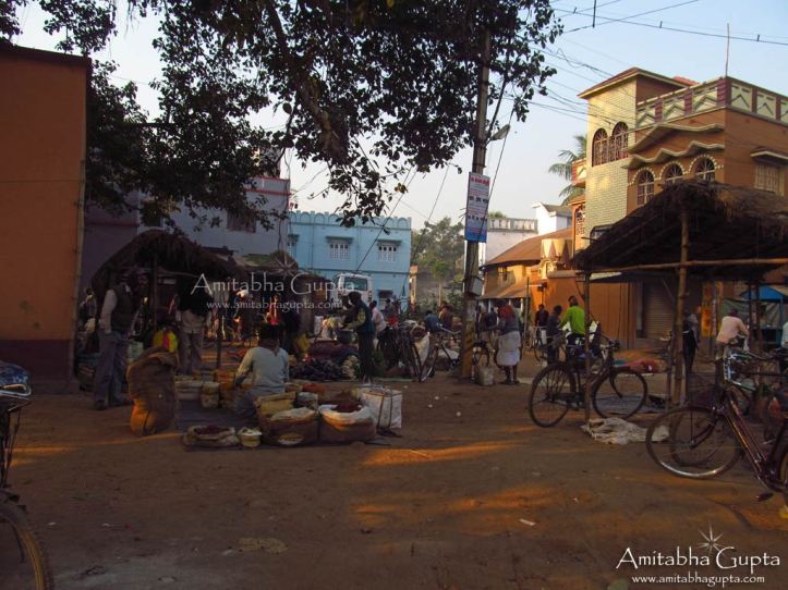 From the Mahaprabhu Temple, you need to walk diagonally opposite through the market and walk into a lane, which has some newly constructed house on its both sides to reach other temples of Ilambazar